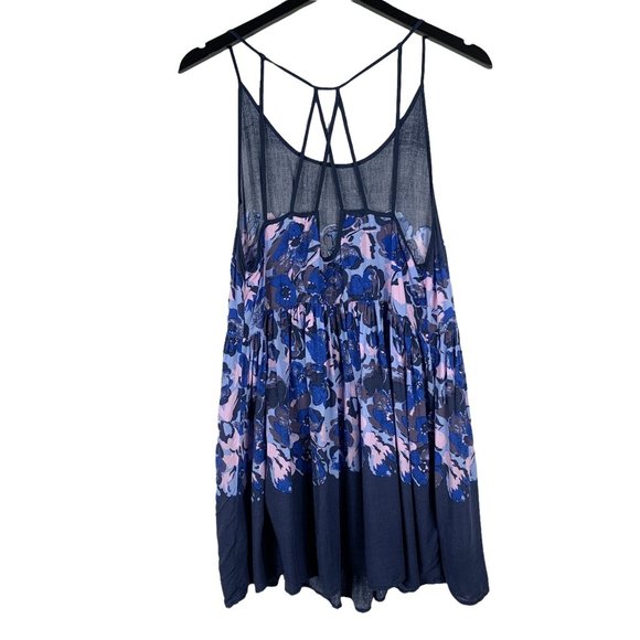 Free People Intimately Voile Slip Strappy Floral Print Dress in Midnight Size M - Picture 9 of 11